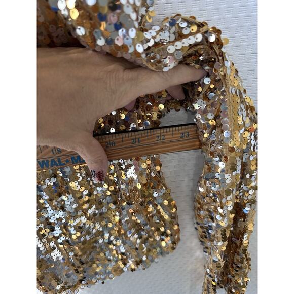 Anna Kaci Shiny Sequin Long Sleeve Glitter Cropped Blazer Bolero Shrug XXL $62 - Picture 8 of 12